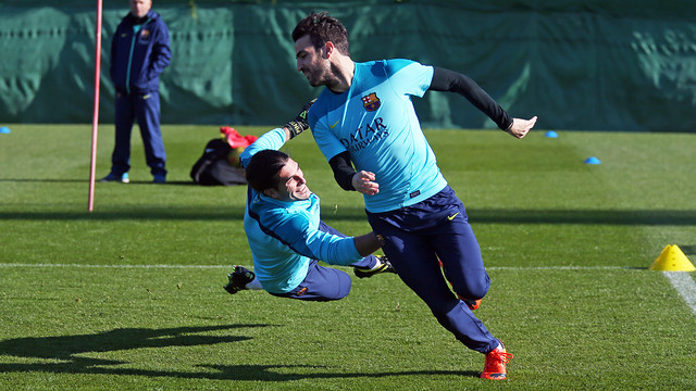 Cesc Fàbregas mit José Manuel Pinto im Mannschaftstraining
