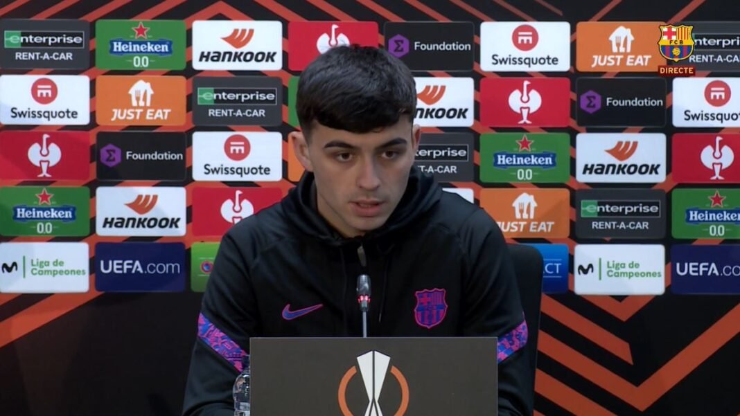 Pedri FC Barcelona Europa League Pressekonferenz Pedri FC Barcelona Europa League Pressekonferenz