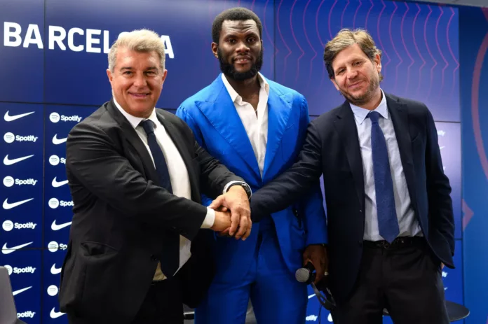 Joan Laporta Mateu Alemany Franck Kessie FC Barcelona Joan Laporta Mateu Alemany Franck Kessie FC Barcelona
